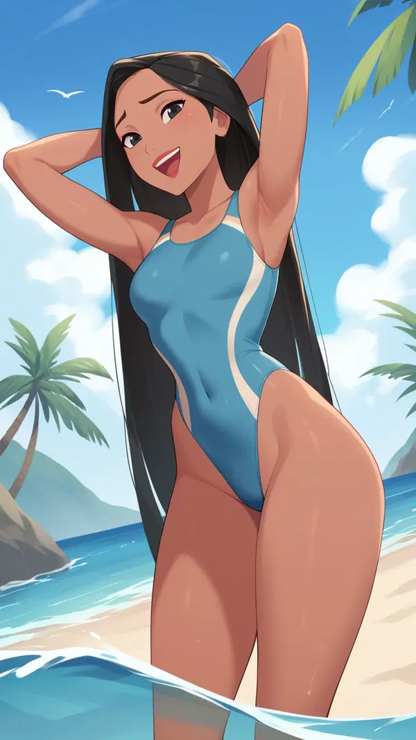 pocahontas porn ai - The Fall That Made the Night Lean Closer - AI generated portrait image in 1080x1920 resolution by @anon
