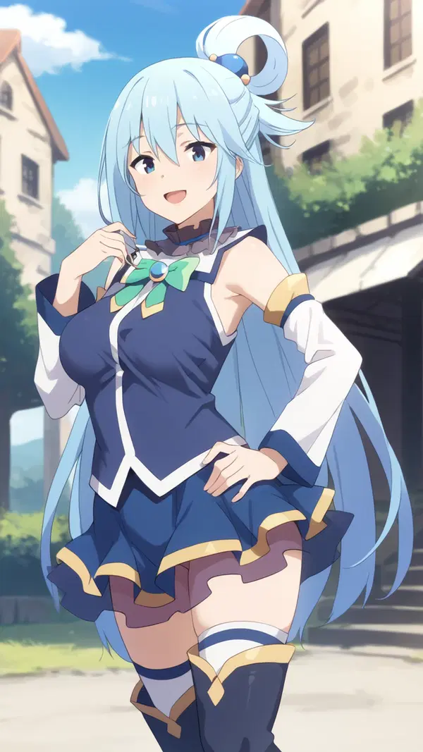 maplestar konosuba aqua - A Warning Written as Ache - AI generated portrait image in 1080x1920 resolution by @anon