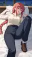 chainsaw man porn comics - The Surrender That Made the Night Lean Closer - AI generated portrait image in 1080x1920 resolution by @anon