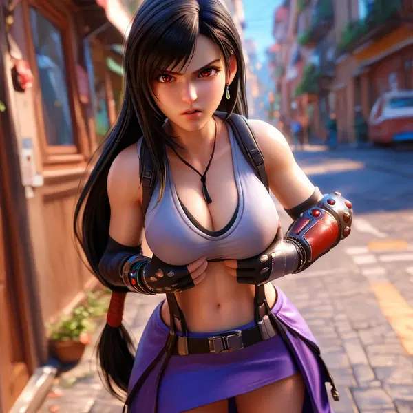 tifa lockhart 3d recreation zbrush ue5 - A Darkness That Learned My Name - AI generated square image in 1080x1080 resolution by @anon