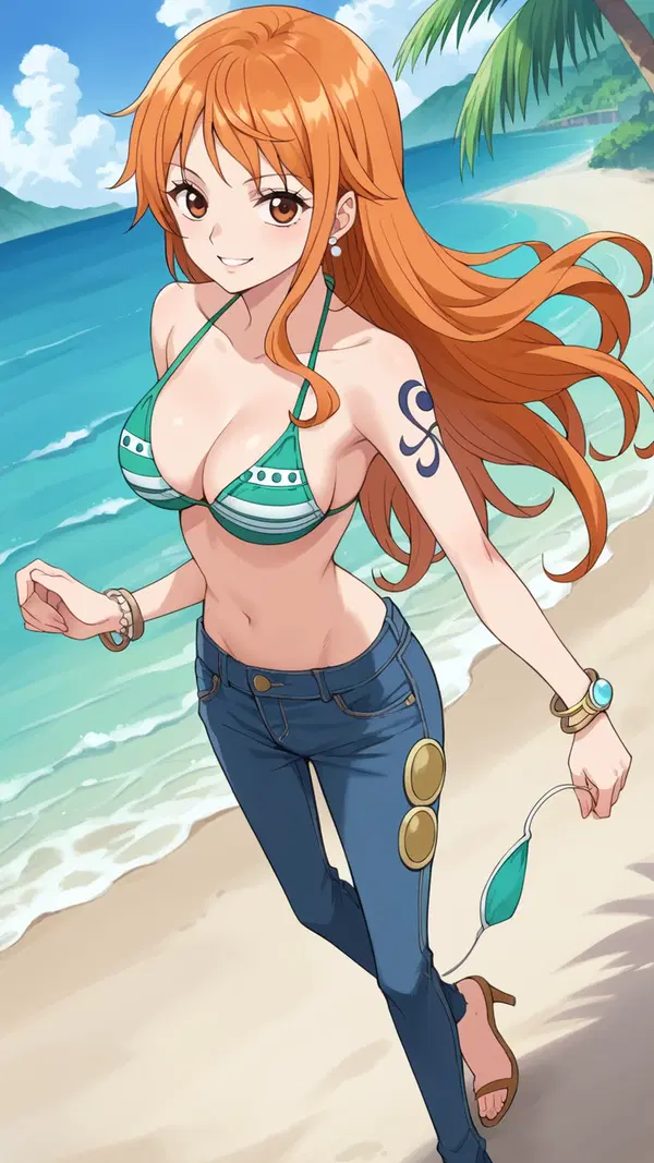 one piece tan lines nude - The Pull That Followed Me Home - AI generated portrait image in 1080x1920 resolution by @anon