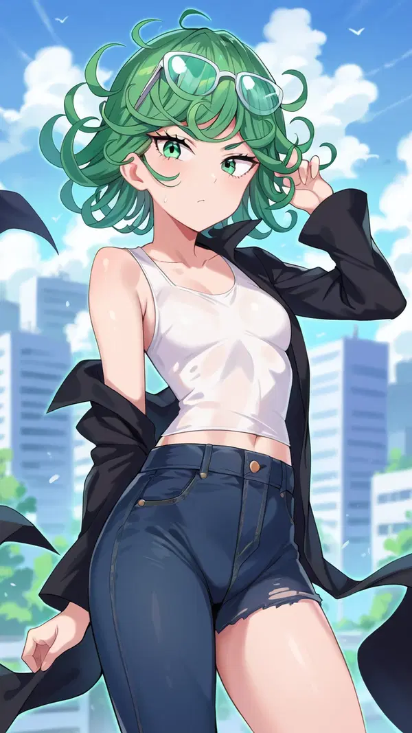 one punch man tatsumaki x saitama - Pleasure That Rewrites the Rules - AI generated portrait image in 1080x1920 resolution by Anonymous Creator