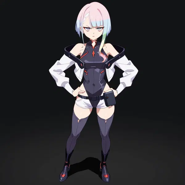cyberpunk 2077 rebecca hentai - The Velvet That Stayed Beneath My Skin - AI generated square image in 1080x1080 resolution by @anon