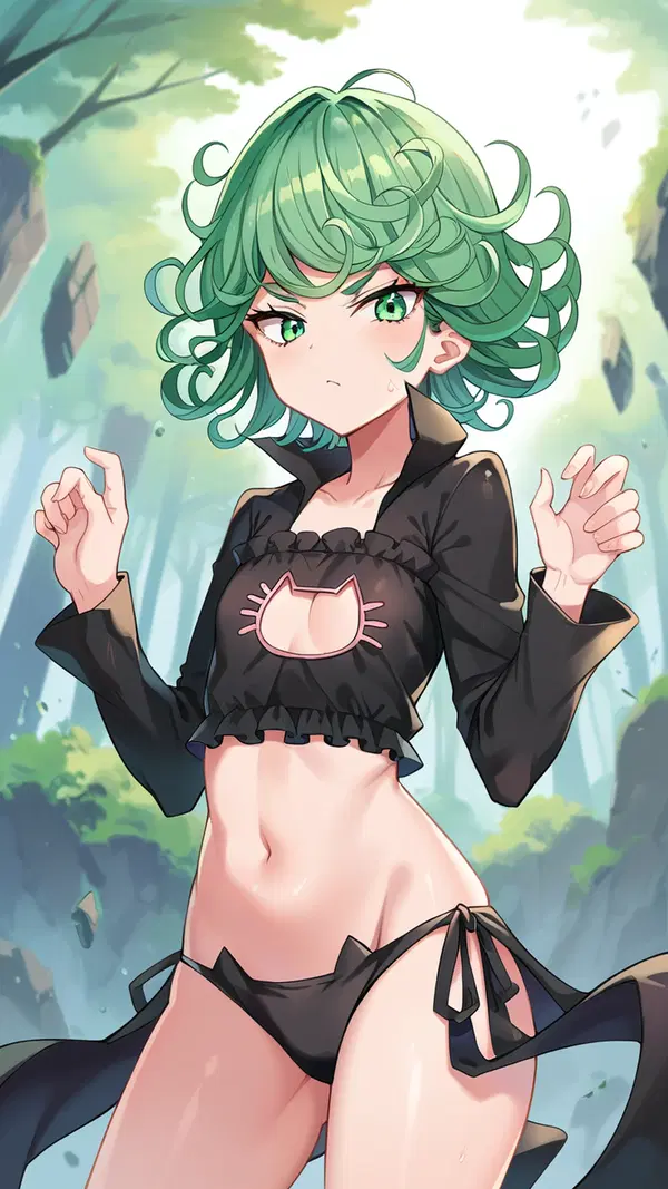 one punch man tatsumaki and saitama - A Static That Refused the Morning - AI generated portrait image in 1080x1920 resolution by Anonymous Creator