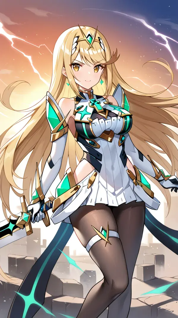 xenoblade chronicles 2 pyra and mythra - The Surrender Behind My Last Thought - AI generated portrait image in 1080x1920 resolution by @anon