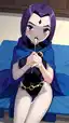 teen titans go vs teen titans raven - The Velvet That Held the Door Open - AI generated portrait image in 1080x1920 resolution by @anon