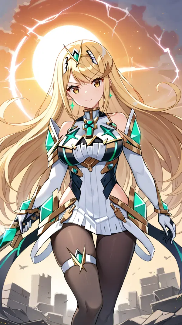 mythra super smash bros - Burning Quiet in the Middle of the Night - AI generated portrait image in 1080x1920 resolution by @anon