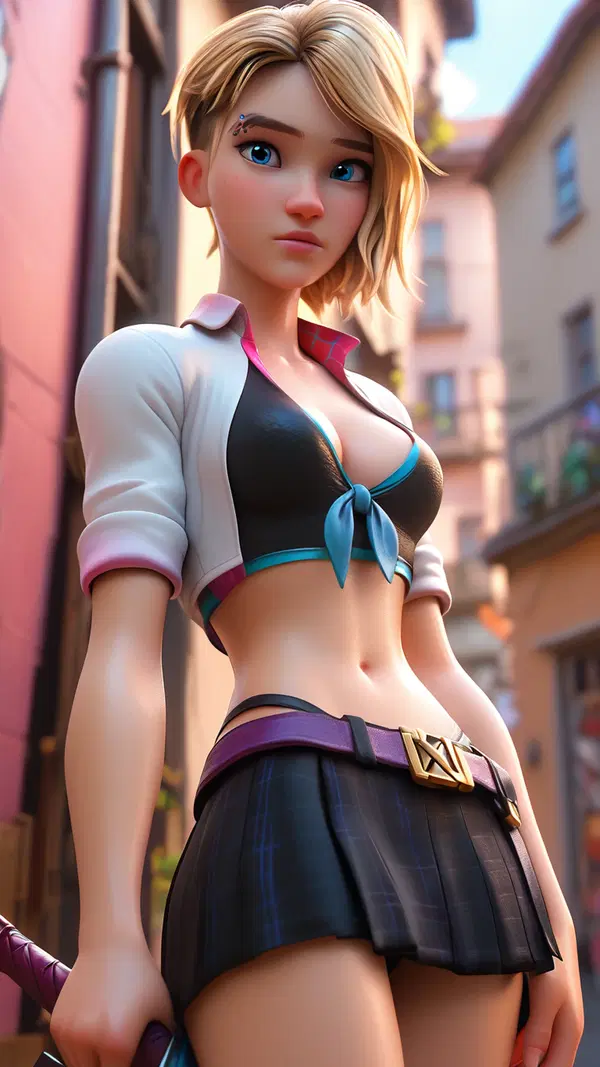 gwen stacy cosplay nude - The Pulse That Turned Into Weather - AI generated portrait image in 1080x1920 resolution by @anon