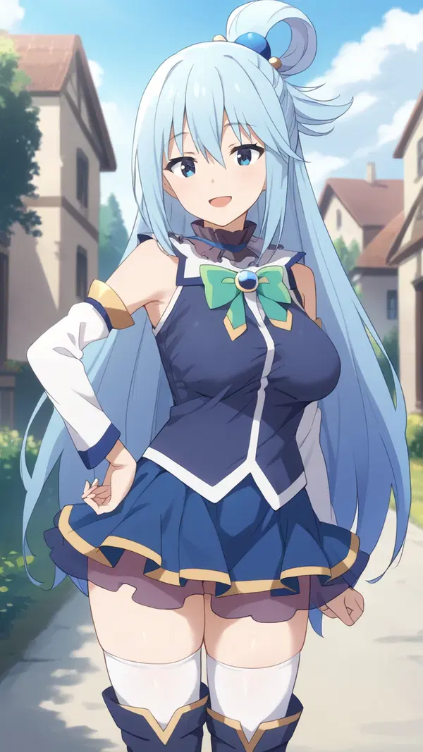 aqua konosuba body pillow - A Glow That Waited Behind My Eyes - AI generated portrait image in 1080x1920 resolution by @anon