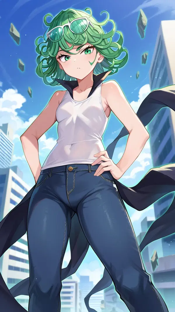 tatsumaki blowjob - Heat That Lives Forever in the Dark - AI generated portrait image in 1080x1920 resolution by @anon
