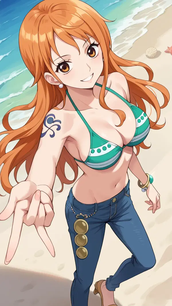 one piece nami figures - A Whisper That Turned Want Into Weather - AI generated portrait image in 1080x1920 resolution by @anon