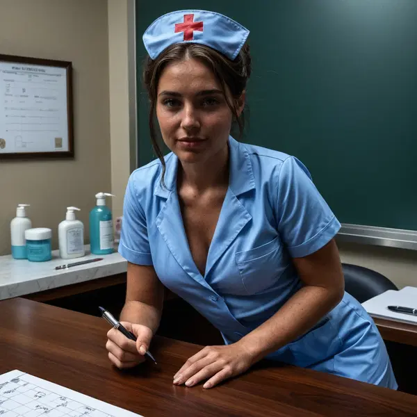 freeuse nurse porn - The Want That Changed Shape in the Dark - AI generated square image in 1080x1080 resolution by @anon