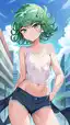 tatsumaki hot pictures - The Heat That Made Shadows Feel Warm - AI generated portrait image in 1080x1920 resolution by @anon