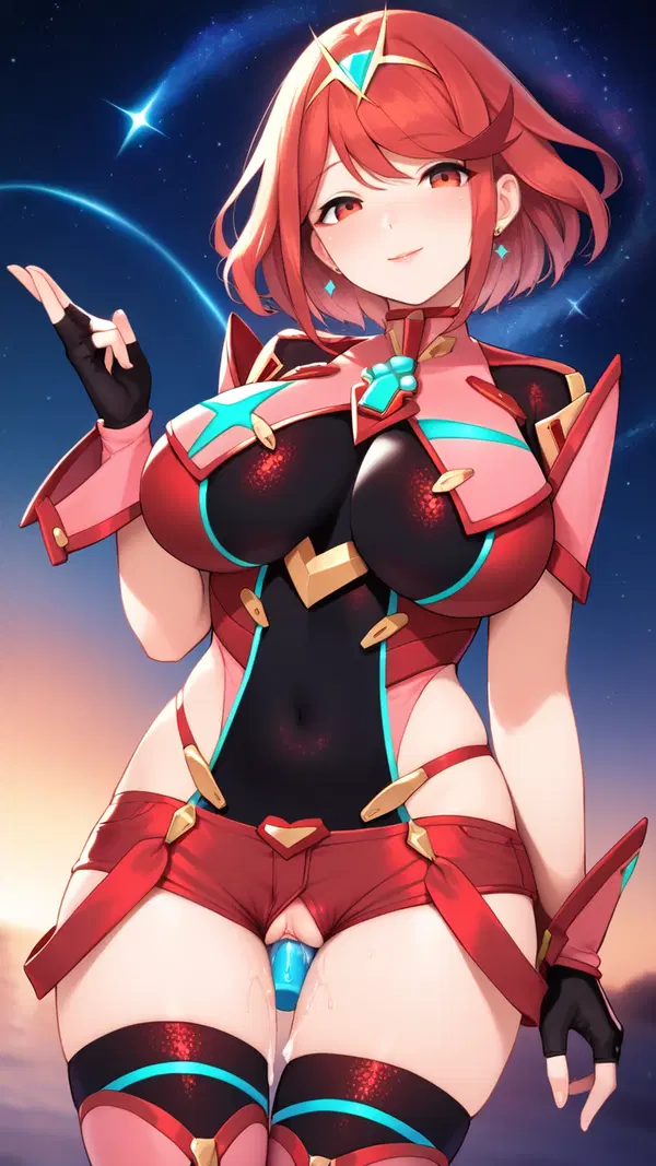 mythra and pyra rule 34 - The Edge That Lit Up the Dark - AI generated portrait image in 1080x1920 resolution by @anon