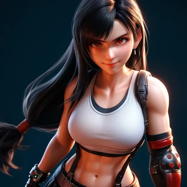 tifa lockhart earrings - A Fall That Turned Softly Dangerous - AI generated square image in 1080x1080 resolution by @anon