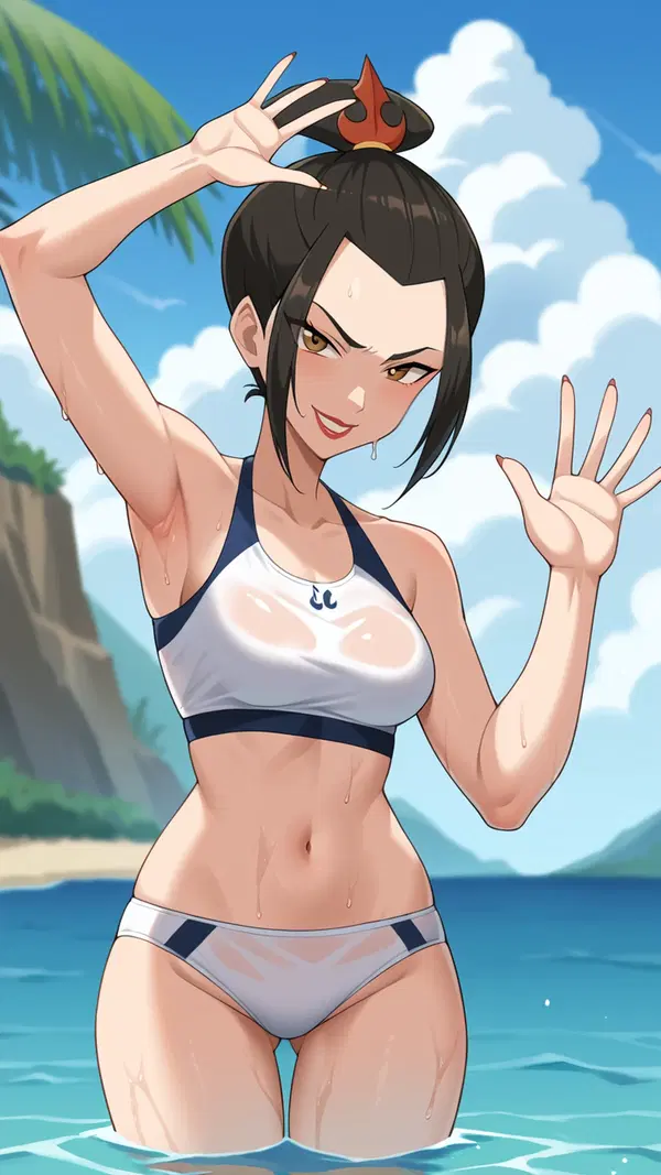 Mai Avatar Hentai - The Shiver That Made the Air Remember - AI generated portrait image in 1080x1920 resolution by Anonymous Creator