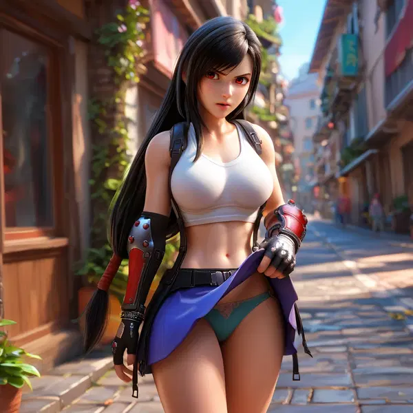 tifa lockhart amusteven - An Afterglow That Became the Answer - AI generated square image in 1080x1080 resolution by @anon