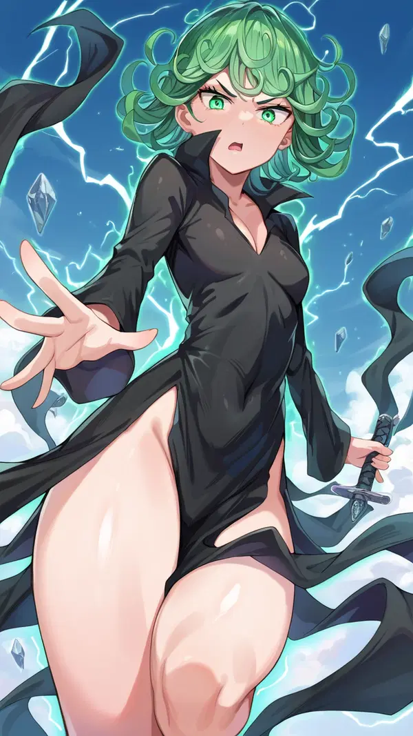 tatsumaki panties - A Darkness That Learned My Name - AI generated portrait image in 1080x1920 resolution by Anonymous Creator