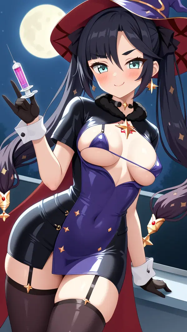 mona genshin impact official art - The Fever That Made the Air Remember - AI generated portrait image in 1080x1920 resolution by @anon