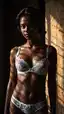 black actress naked - The Burn Behind Closed Eyes - AI generated portrait image in 1080x1920 resolution by Anonymous Creator