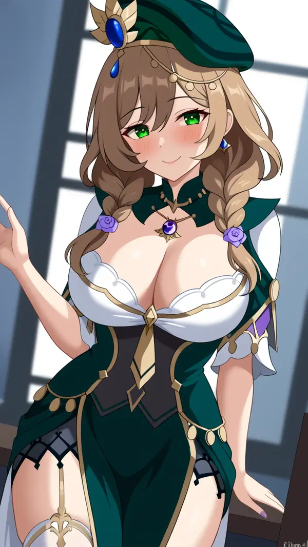 genshin impact cosplayer porn - A Velvet That Changed the Room - AI generated portrait image in 1080x1920 resolution by @anon