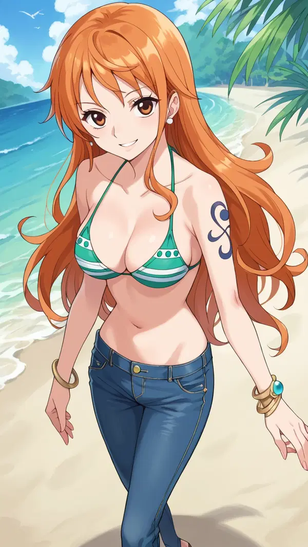 nami one piece wallpaper - The Edge That Turned Into Weather - AI generated portrait image in 1080x1920 resolution by @anon