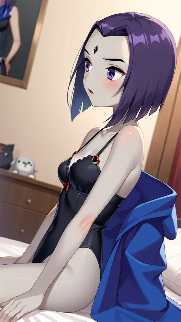 raven from teen titans porn - A Need That Made the Air Remember - AI generated portrait image in 1080x1920 resolution by @anon