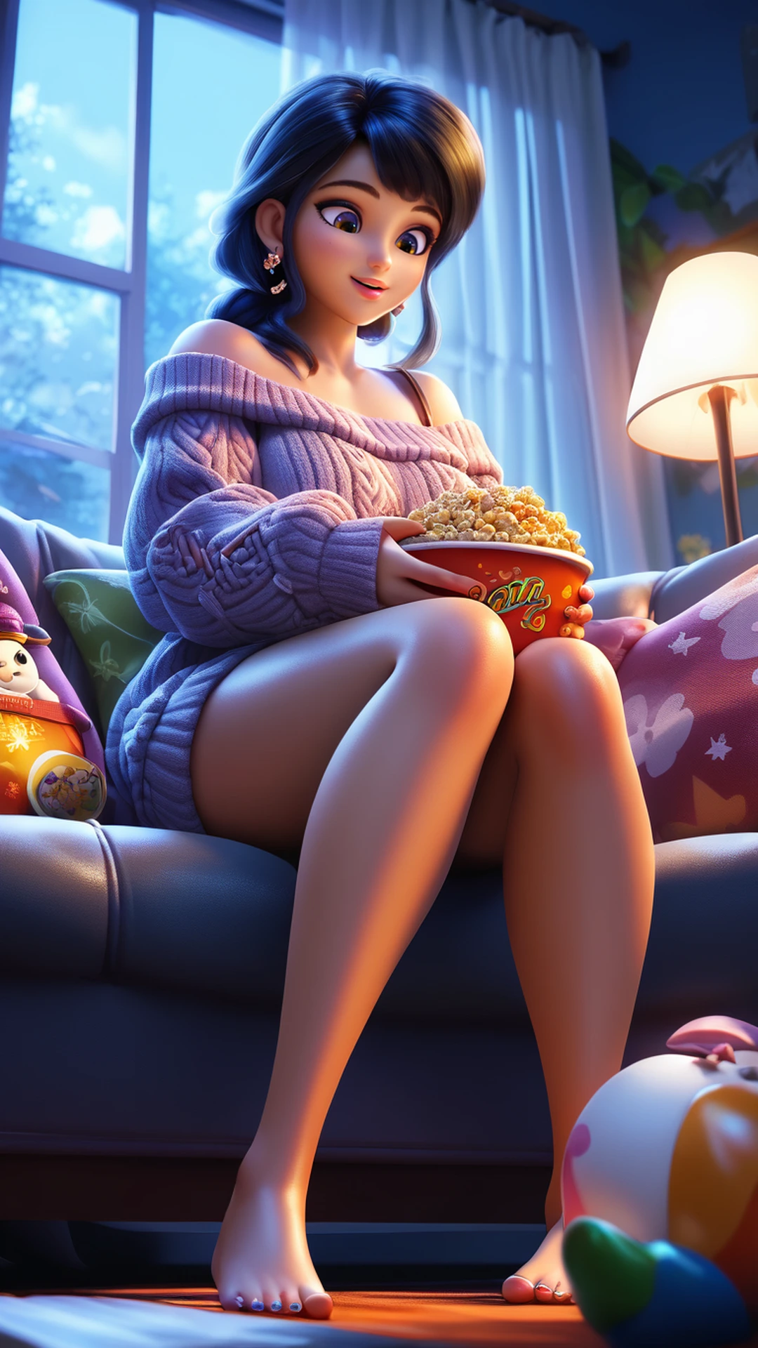 Cozy Giantess Movie Night – Oversized Sweater Art
